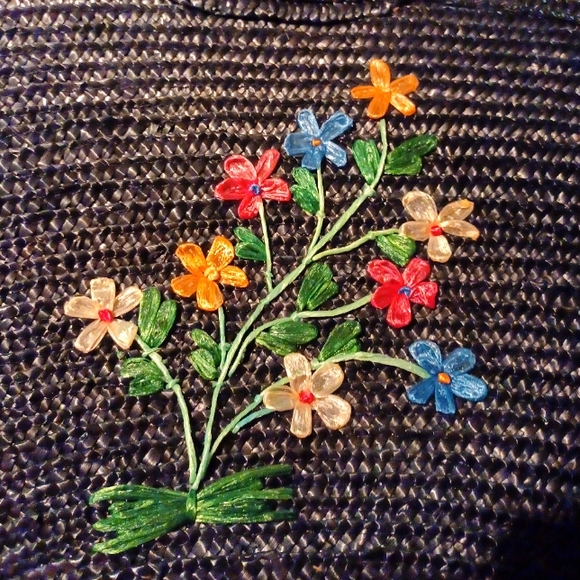 vintage floral straw bag - Picture 2 of 6